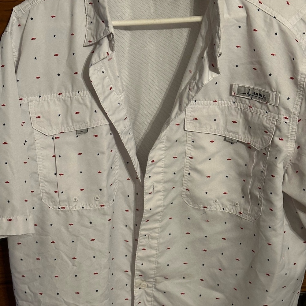 Habitat White Shirt with Red and Blue Accents